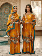 1 Set (Robe + Headscarf) Luxurious Women's Kaftan Robe