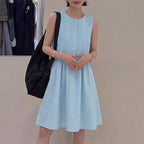 Women Bohemian Dresses Short Robe Solid Color Casual Loose Mini