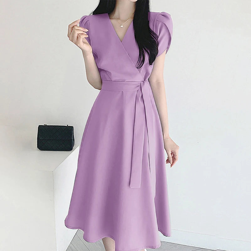Women Fashion OL Work Sundress ZANZEA Elegant Summer Short Sleeve Dress Casual Solid A Line Vestido Kaftan Sarafans Robe Femme