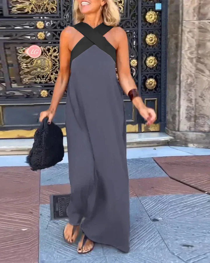 Summer Fashion Dresses For Women Sleeveless Solid Color Square-neck Casual Simple Elegant Suspender Loose Long Dresses 2025 New