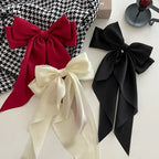 Barrette grand nœud à longs pans – Effet satiné