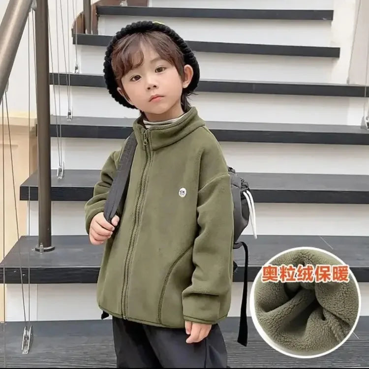 Manteau Polaire Enfant À Capuche – Double Polaire Chaud Zipé 2-14 Ans