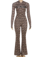 Ensemble femme streetwear deux pièces – Veste et pantalon évasé