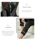Plus Size Autumn and Winter Silk Pajamas Women Tops and Pants Solid
