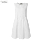 Women Bohemian Dresses Short Robe Solid Color Casual Loose Mini