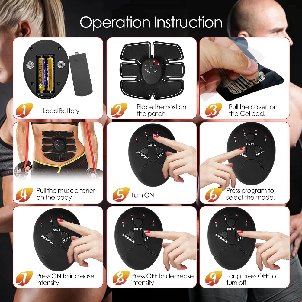 Stimulateur Musculaire EMS Sans Fil – Fessiers Abdominaux Minceur 6 Modes
