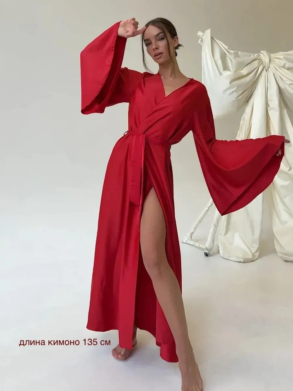 Robe longue femme d’hiver – Ceinture et manches longues