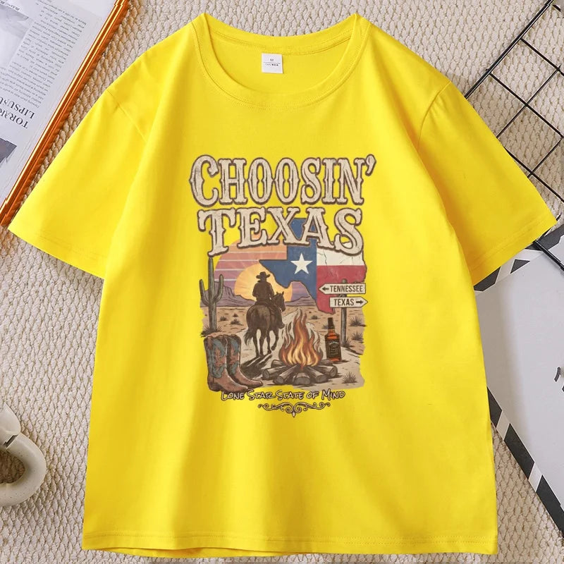Vintage Country Music Merch T-shirt for Men Women Retro Western Cowboy T Shirt Soft Breathable Round Neck Tees Unisex Clothes