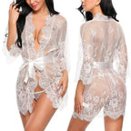 Women Sexy Lingerie Erotic Transparent V-Neck Lace Babydoll Nightwear