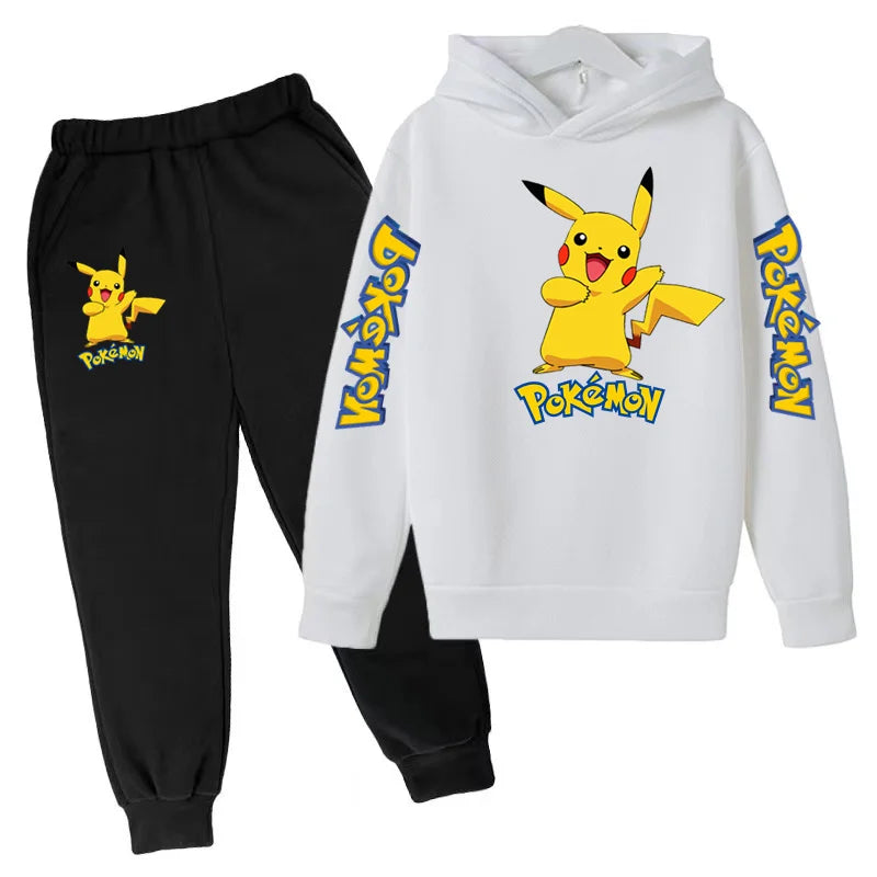 New Children's Sports Outfit Set-Hooded Jacket+long Pants with Cartoon Patterns Casual Loose Fit Suitable Boys Girls Aged3to13