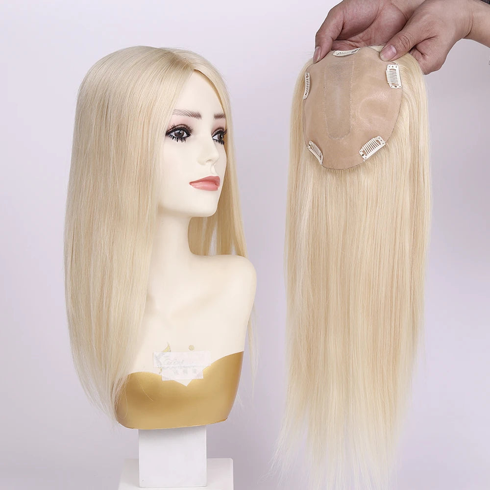 Best Quality European Remy Hair Topper 15x16cm Meddium Brown Straight Silk Base Human Hair Women Toupee 12-20inch