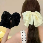 Barrette à grand nœud superposé – Noir ou beige