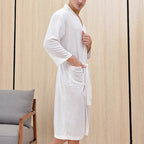 Peignoir Couple Col V – Robe de Chambre Unisexe Manches Longues