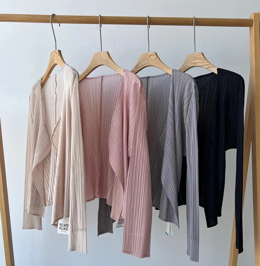 Cardigan plissé femme Miyake — Veste casual manches longues été 2025