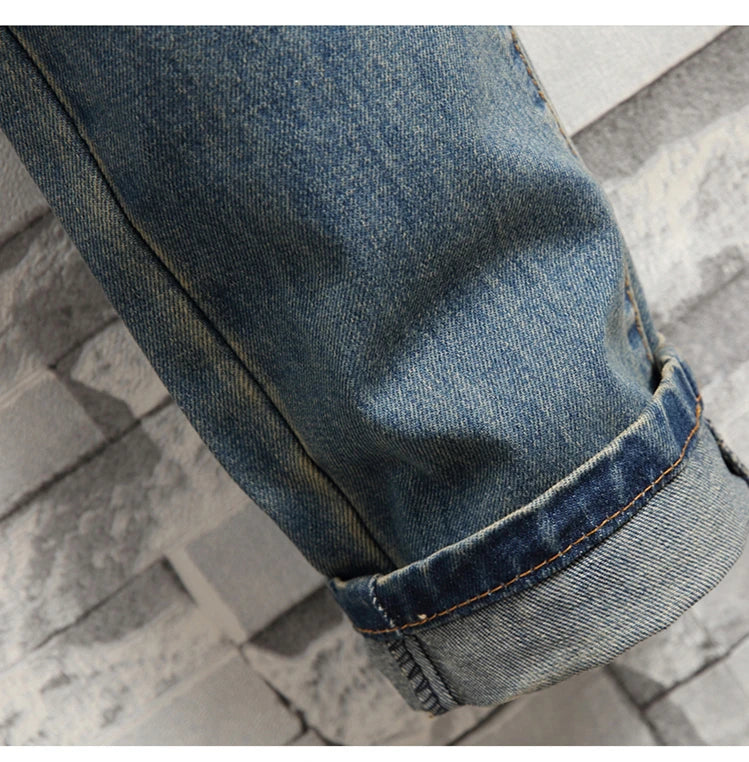 Jean homme déchiré bleu vintage – Streetwear délavé