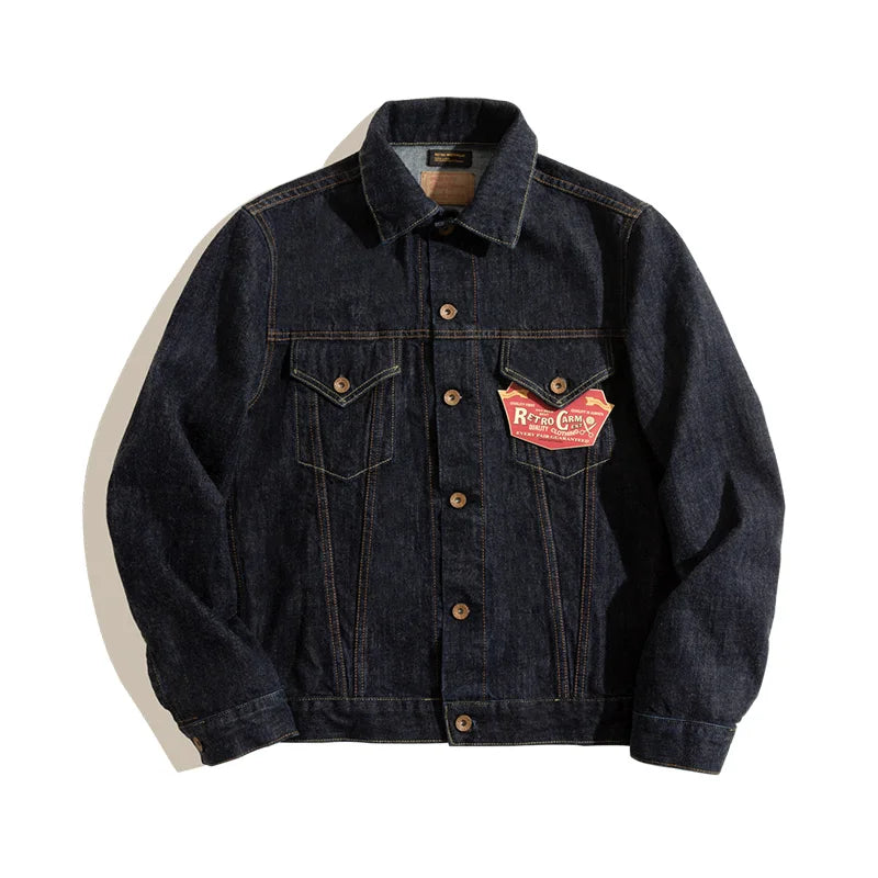 Veste Jean Homme Vintage MADEN – 14,8 oz Slim 100% Coton Printemps Automne