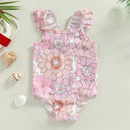 Baby Girls Swimwear Infant Off Shoulder Sleeveless Floral Print