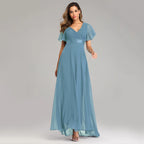 Evening Dresses XUCTHHC Elegant V-Neck Ruffles Chiffon Formal Evening