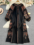 European Retro Ethnic Style Dress for Women in Spring and Autumn,