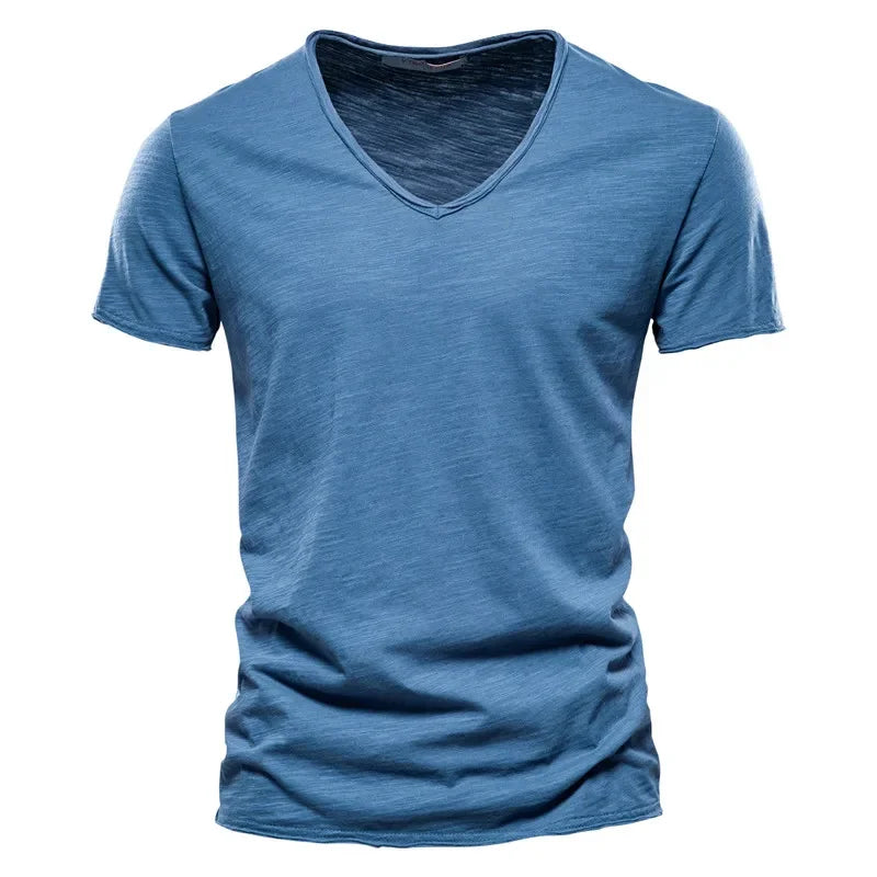 T-shirt homme en coton – Col V slim casual