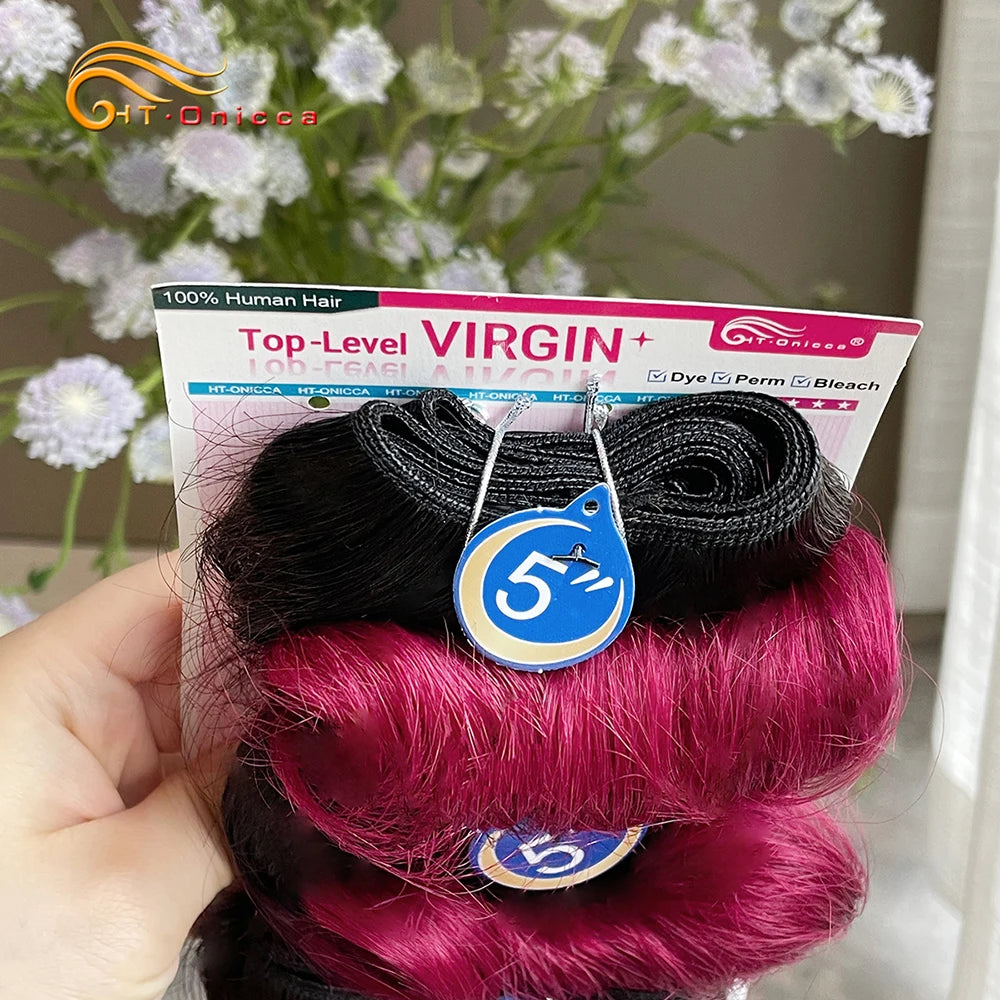 Indian Bouncy Curl 100% Human Hair 4 Bundles Deal Burgundy Curly Bundles For Women Short Raw Human Hair Extensions