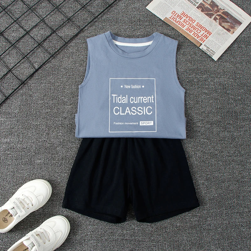 Children's Summer T-shirts Boys Girls Vests Sleeveless Cartoon Tee Tops 100% Cotton Comfortable Kids T-shirt Clothes Fashion New