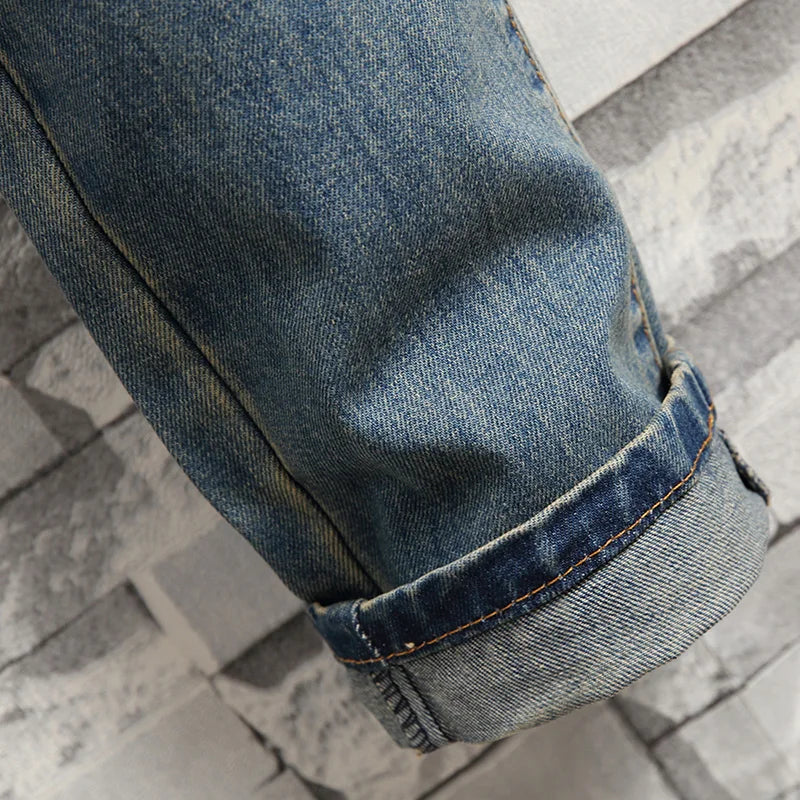 Jean homme déchiré bleu vintage – Streetwear délavé