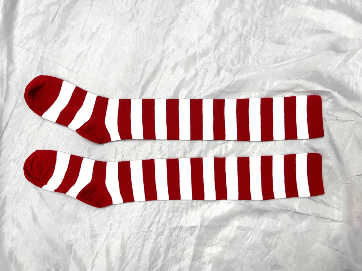 Christmas Elf Costume for Adults Men Women Couple Green Velvet Dress Suit Belt Hat Striped Stockings Xmas Party Cosplaywear