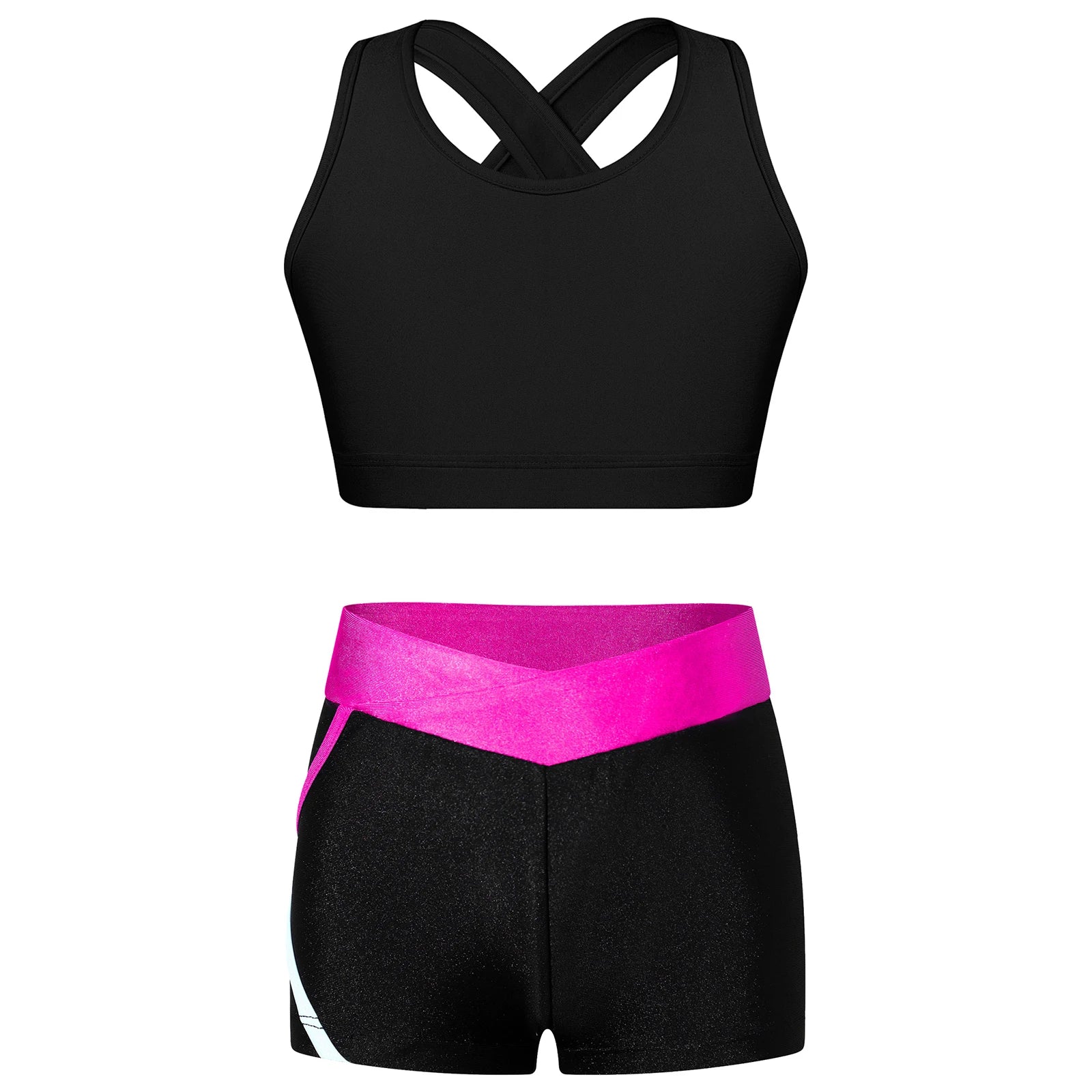 Children's Clothing Girls Ballet Dance Suits Crop Top + Shorts Sports Sets for Running Gym Workout Outfit 8 10 14 16 Kids Sets