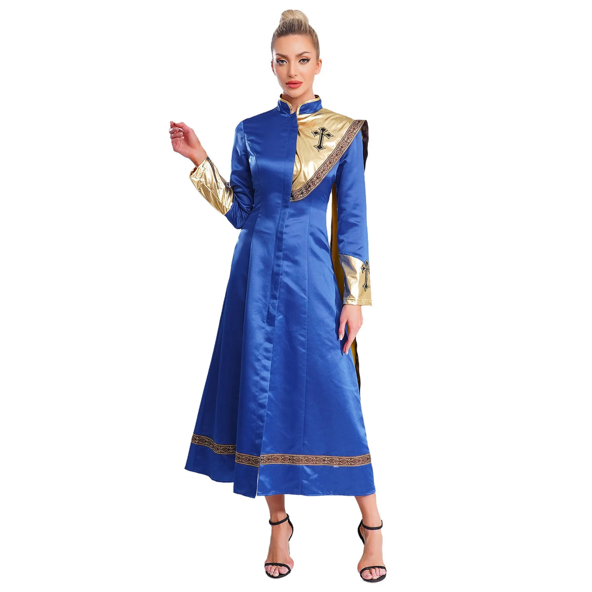 Robe longue femme asymétrique – Détails brillants