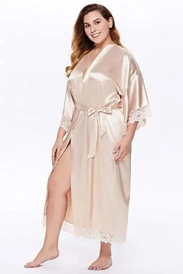 Robe de chambre femme satinée – Kimono de mariage