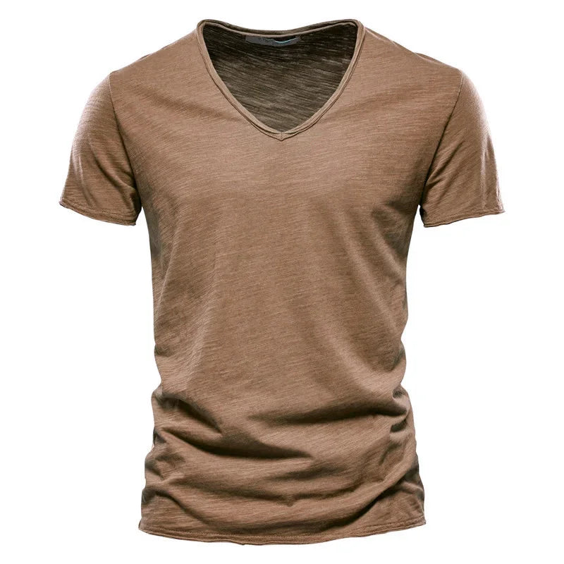 T-shirt homme en coton – Col V slim casual