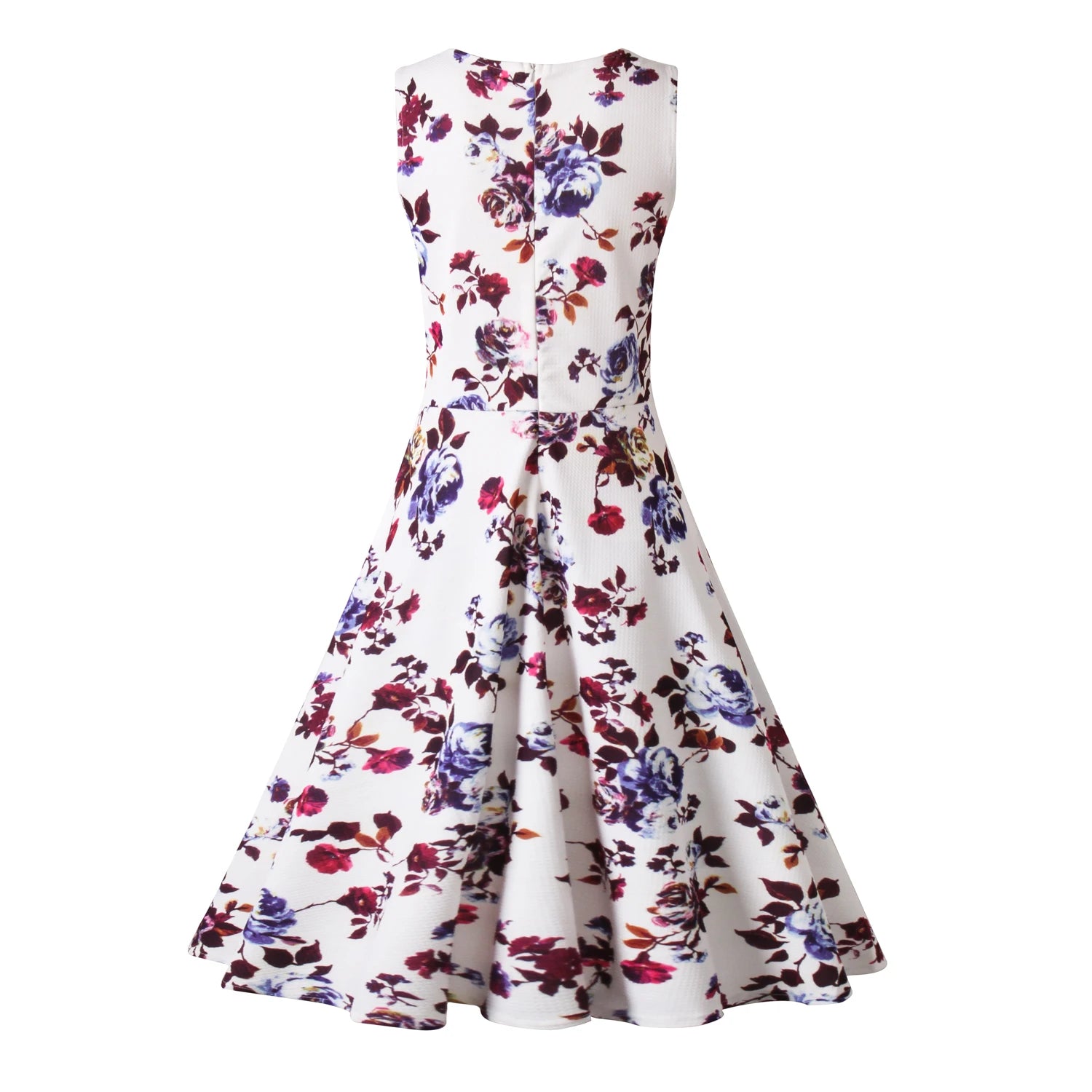Summer Women Dress Clothing Floral Print Robe Retro Swing Casual Vintage Rockabilly