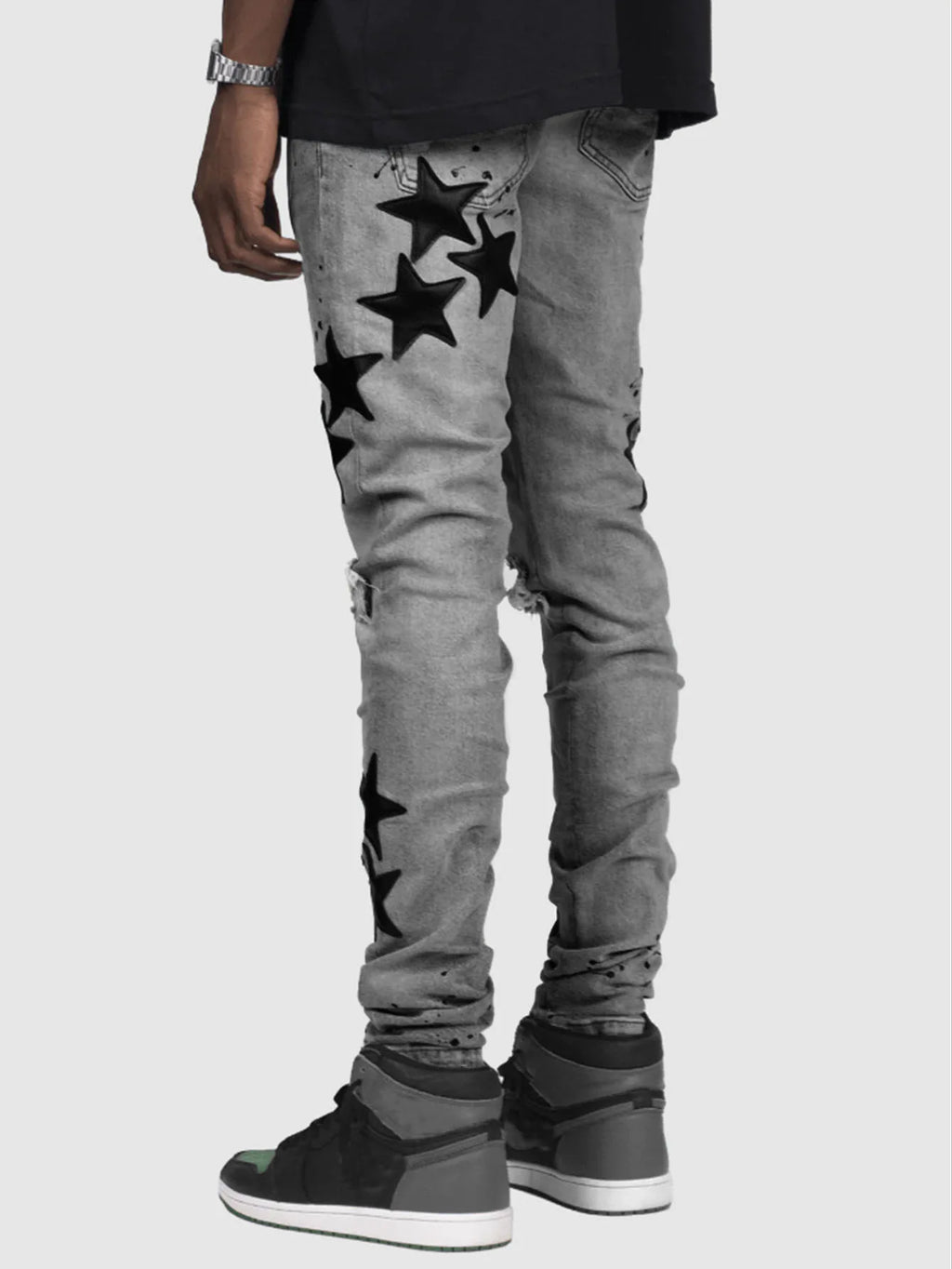 Jean homme slim déchiré – Streetwear délavé bleu, gris ou bleu clair