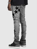 Jean homme slim déchiré – Streetwear délavé bleu, gris ou bleu clair