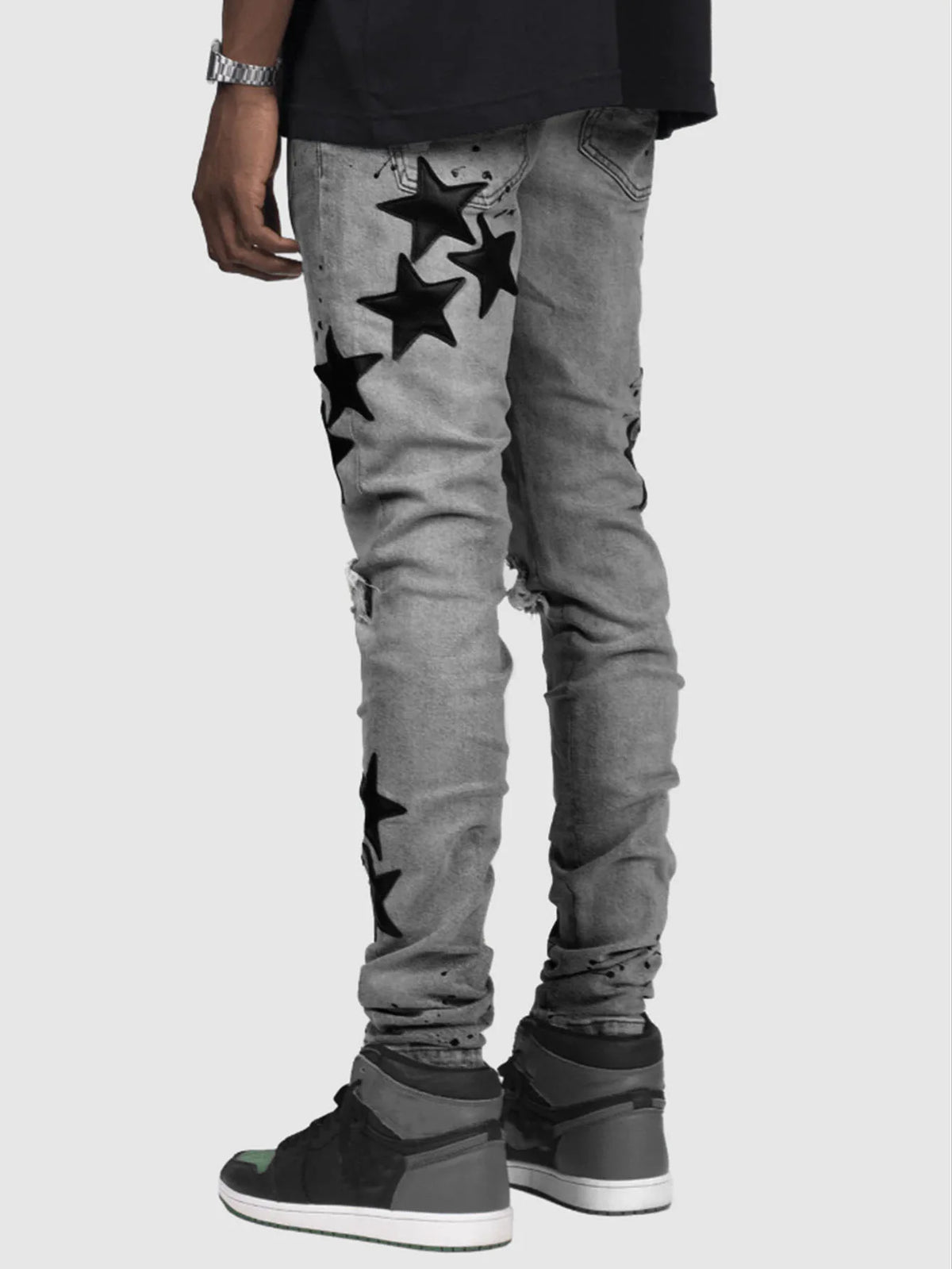 Jean homme slim déchiré – Streetwear délavé bleu, gris ou bleu clair