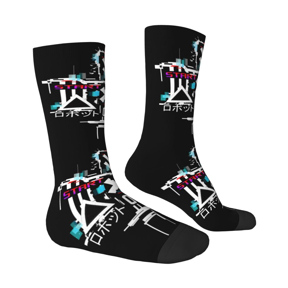 Techwear Men's Crew Socks Unisex Fun Japanese Future Tech Street Wear Style Spring Summer Autumn Winter Dress Socks
