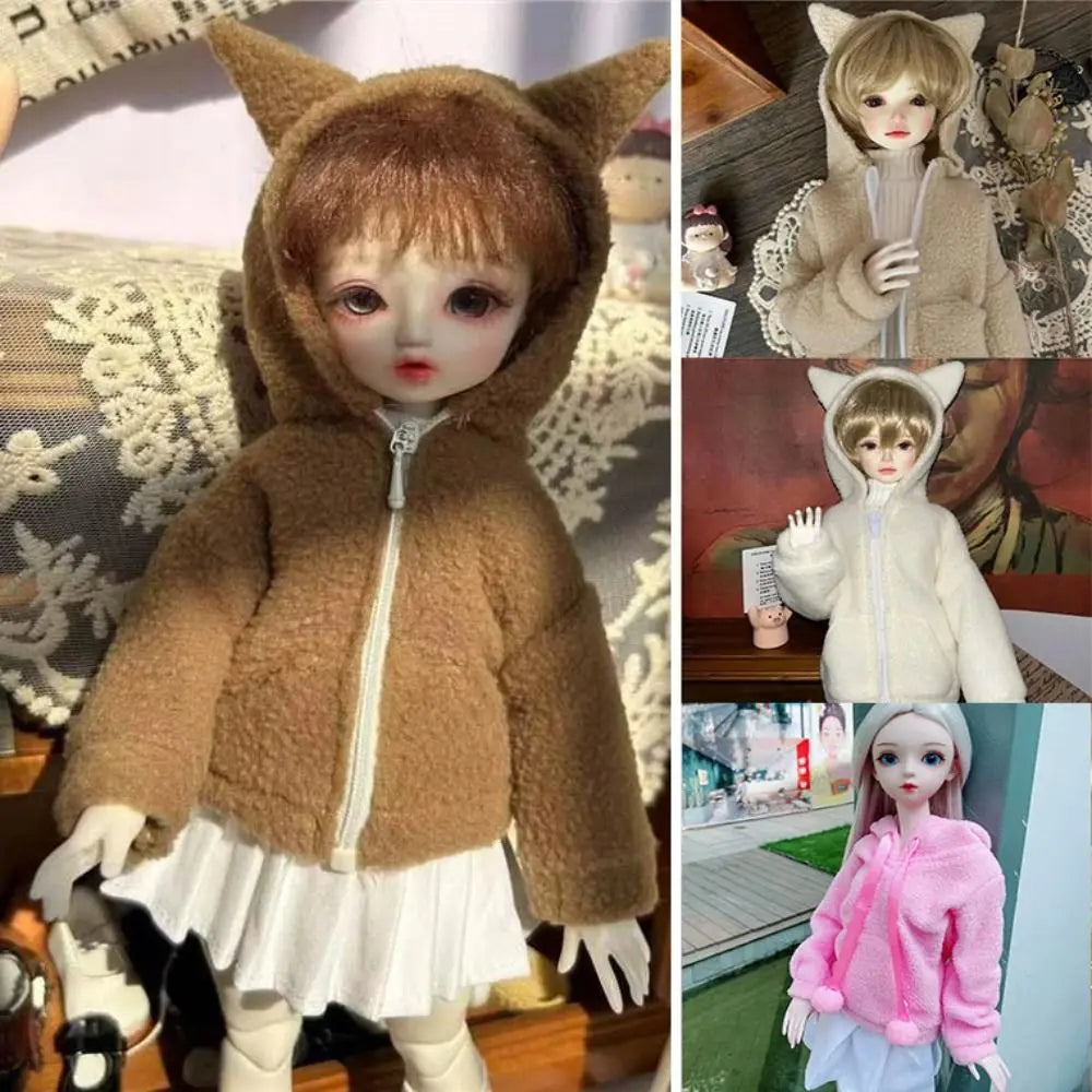 Fashion Doll Plush Hoodies Casual Wears DIY Accessories Cartoon Tops Handmake for 1/3 1/4 1/6 BJD Doll For 30/45/60cm Doll