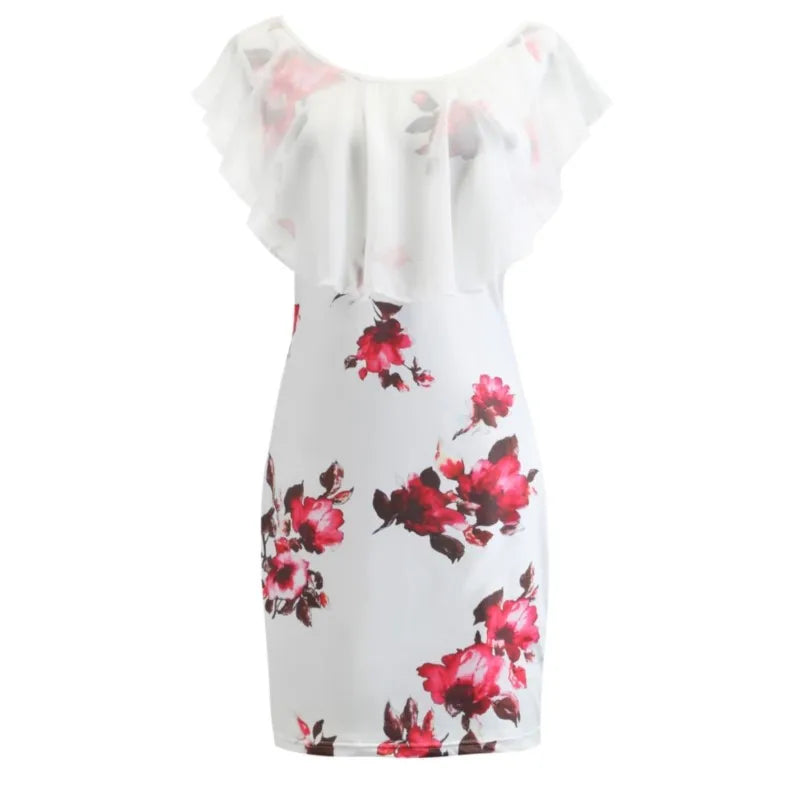 Dresses For Women Summer Style 2025 New Elegant Floral Printing Splicing Sexy Dresses Casual Office Lady Vestido Female Clothing