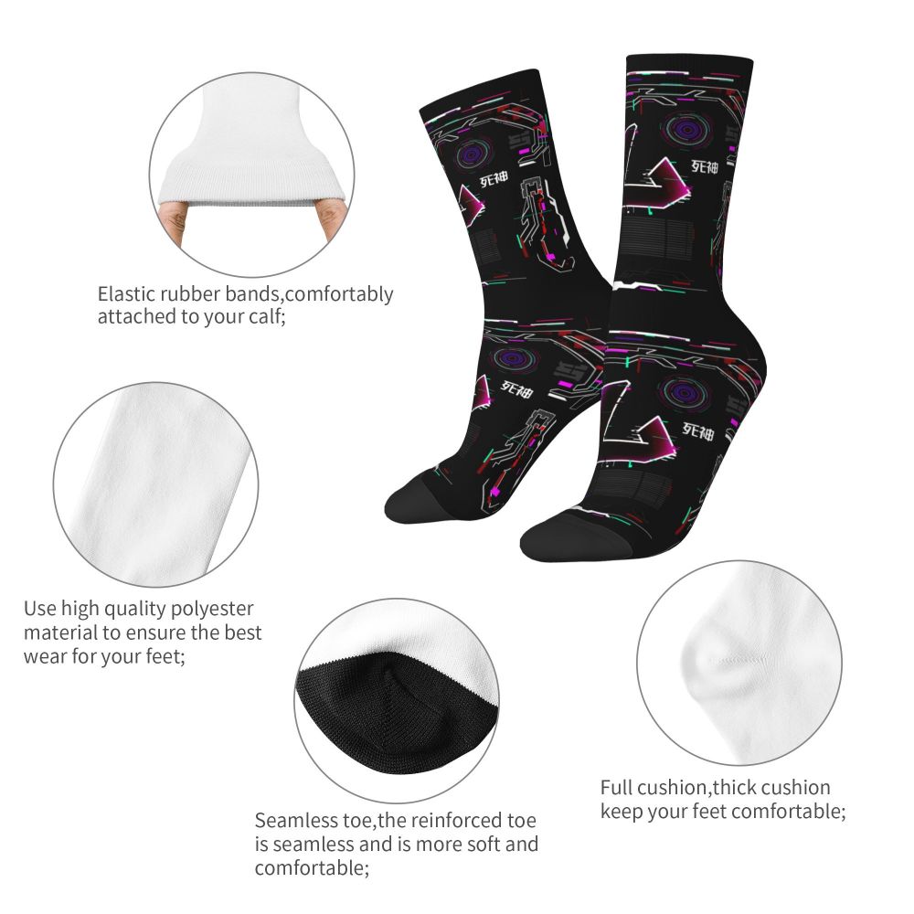 Techwear Men's Crew Socks Unisex Fun Japanese Future Tech Street Wear Style Spring Summer Autumn Winter Dress Socks