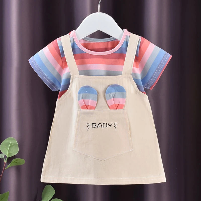 0-4Y Baby Girl Dress Cute A-Line Princess Costume Casual Striped Cotton Children Clothing Infant Outfit Vestidos Kid Girl A1158