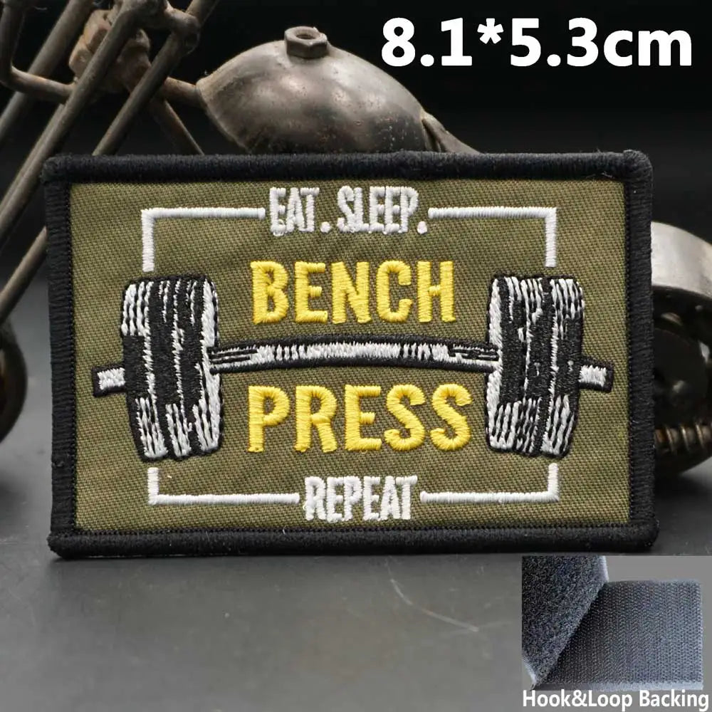 Patch brodé haltérophilie — À coudre sur vêtements, sacs et casquettes