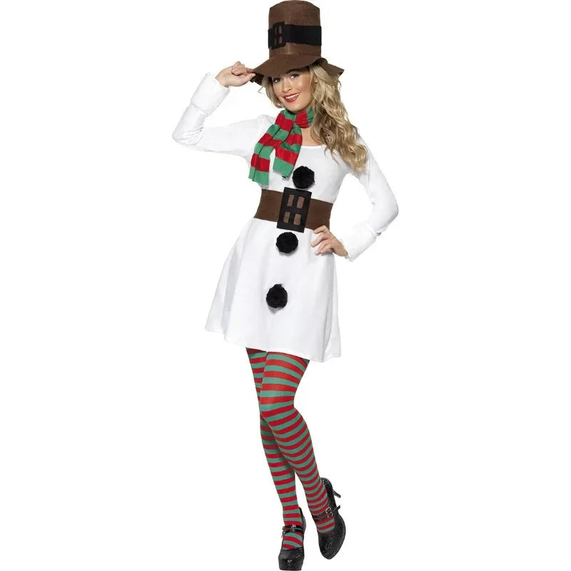 New Christmas Cosplay Costume Anime White Snowman Suit for Adult Women Men Carnival Theme Party Role Playing Outfits