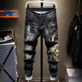 Jean imprimé homme 90s – Coupe ample streetwear noir ou bleu