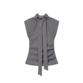 European and American style foreign trade women's clothing new 2025 fashionable versatile solid color no cuff shoulder pad top