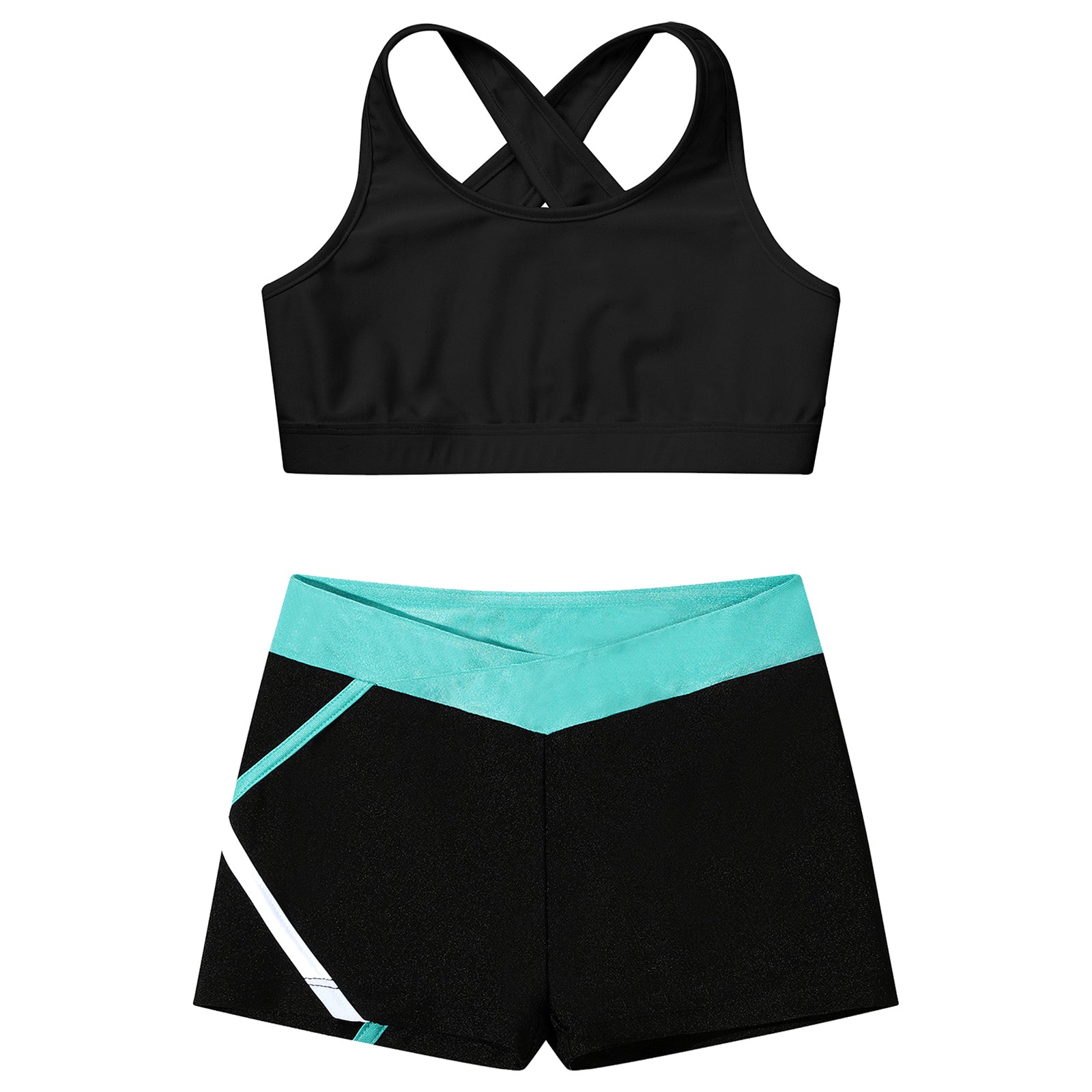 Children's Clothing Girls Ballet Dance Suits Crop Top + Shorts Sports Sets for Running Gym Workout Outfit 8 10 14 16 Kids Sets