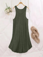 Women's Plus Size 1XL-5XL Basic Loungewear U-Neck Sleeveless Dress A-line Solid Color Casual Beach Dress Party Dress