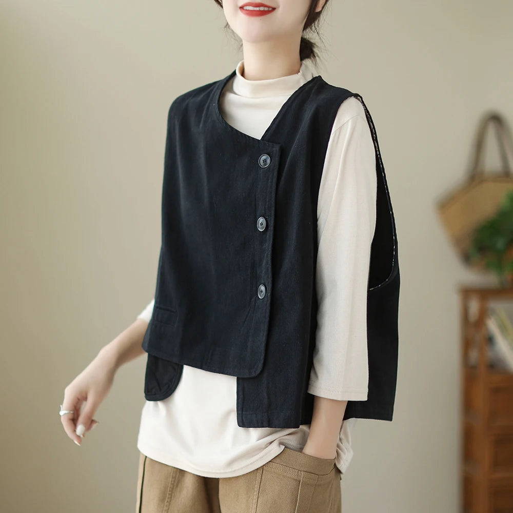 Veste Femme Style Japonais Vintage – Col V Bouton