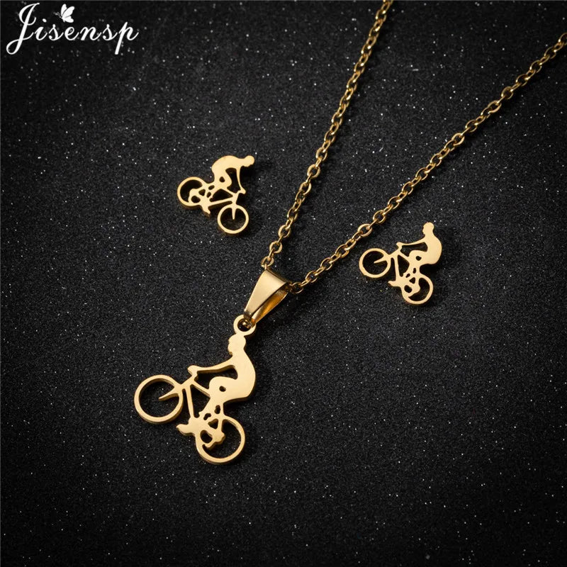 Parure Bijoux Femme Minimaliste – Collier + Boucles d’Oreilles Acier Inoxydable