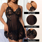 Women's Plus Size Lace Tight Fitting Clothes Sexy Transparent Pajamas